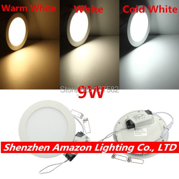 Lowest price! 9W LED Ceiling Downlight Light super bright led panel light AC85-265V Warm White/Natural White/Cold White