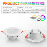 Tuya Bluetooth Smart Spot RGB Dimmable LED Lamp Recessed Round Light Smart Home Downlight Timer Work with Alexa Google Home Hub