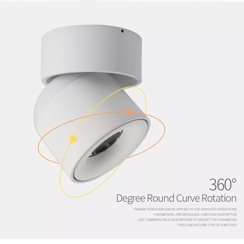 Dimmable Ceiling Surface Mounted Led Downlight Adjustable Spotlight 90 Degree Lighting CRI 93 AC 90-260V Spotlights Ceiling Spot