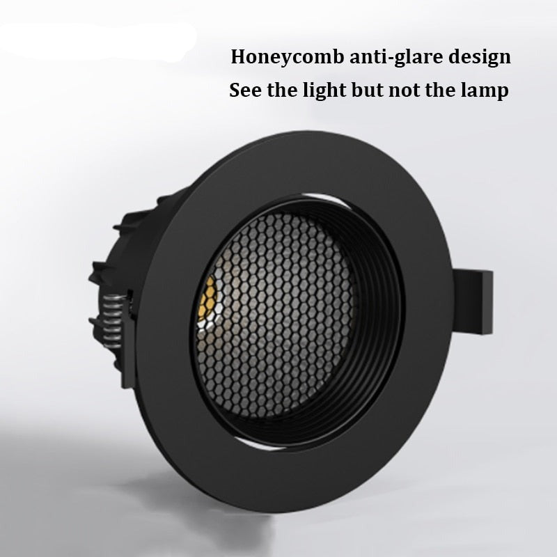 Dimmable Recessed LED Downlights Honeycomb Deep Anti-glare Adjustable Angle Eye COB Spotlight led ceiling light Indoor