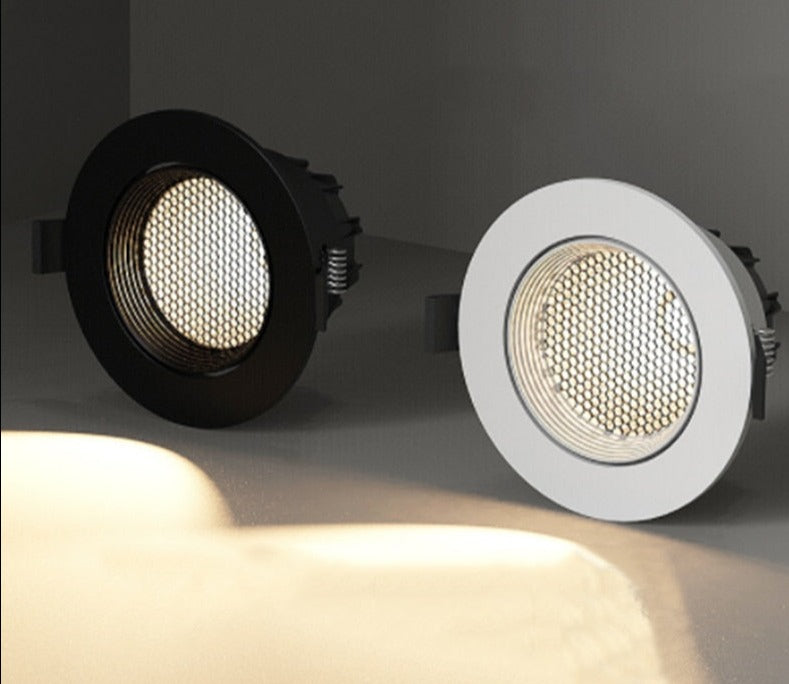Dimmable Recessed LED Downlights Honeycomb Deep Anti-glare Adjustable Angle Eye COB Spotlight led ceiling light Indoor