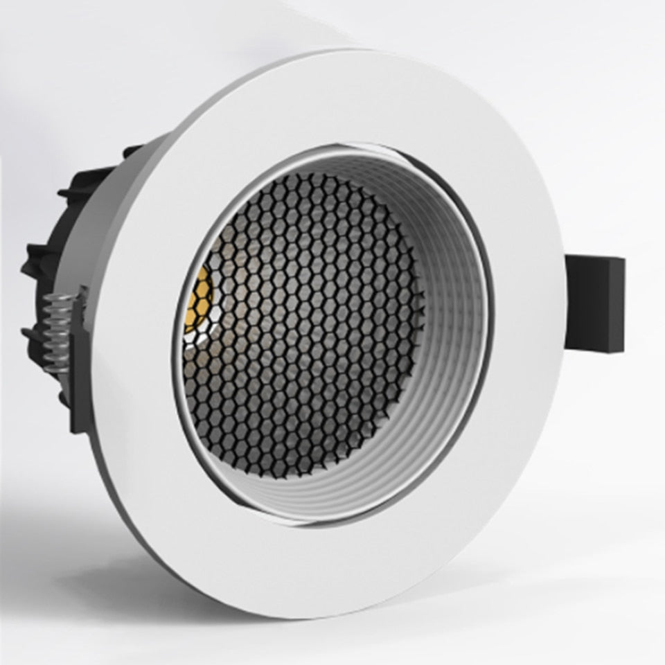 Dimmable Recessed LED Downlights Honeycomb Deep Anti-glare Adjustable Angle Eye COB Spotlight led ceiling light Indoor