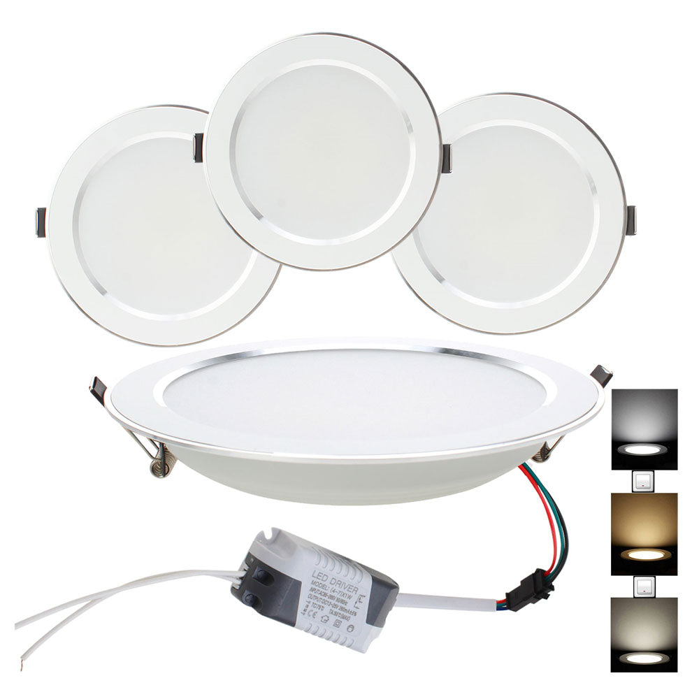 LED Downlight Lamp 3W 5W 7W 9W 12W 15W 18W Ceiling Recessed 10pcs/lot Downlights Round Led Panel Light Three Color 220V 110V