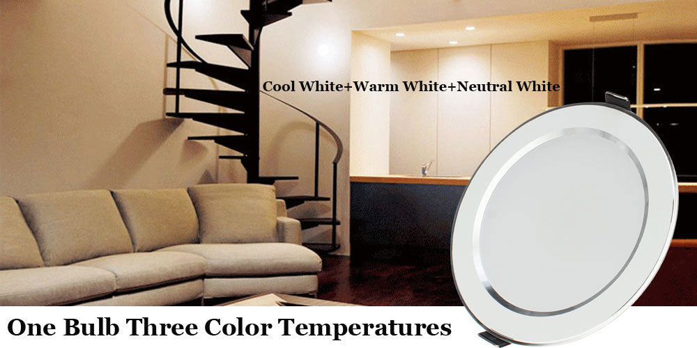 LED Downlight Lamp 3W 5W 7W 9W 12W 15W 18W Ceiling Recessed 10pcs/lot Downlights Round Led Panel Light Three Color 220V 110V