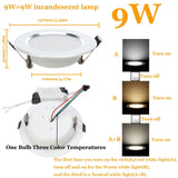 LED Downlight Lamp 3W 5W 7W 9W 12W 15W 18W Ceiling Recessed 10pcs/lot Downlights Round Led Panel Light Three Color 220V 110V