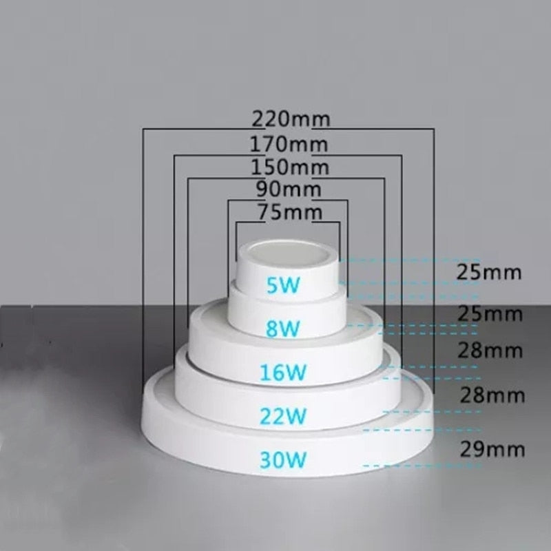 Dimmable Downlight Led Panel Light, Ceiling Spot Lamp, Replaceable Bulbs, 5w, 8w, 16W, 24W, 30w