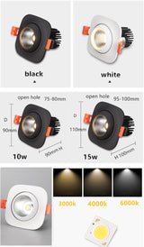 Dimmable Bull Eye Led downlight light LED COB Ceiling Spot Light 10w 15w AC85-265V LED ceiling recessed Lights Indoor Lighting