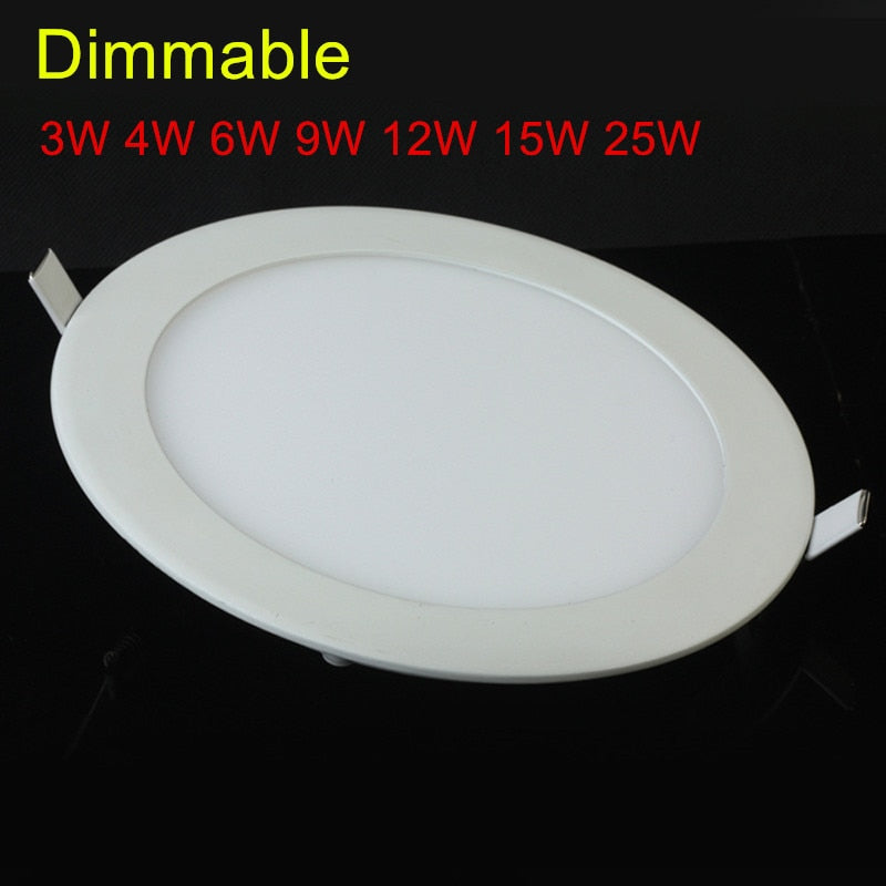 Dimmable LED Ceiling Downlight Light 6W 9w 12W 15W 25W LED Panel down light AC85-265V Warm/Cold White Brightness Adjustable