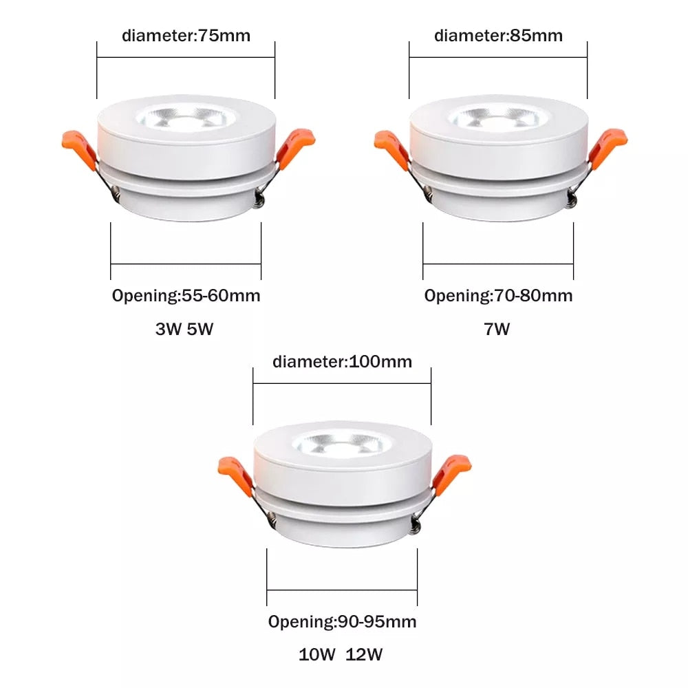 Dimmable Slim Ceiling Light, Dimmable LED Downlight, 5W, 7W, 10W, 12W, Round, Foldable, 360 Degree Rotatable, LED Spotlight