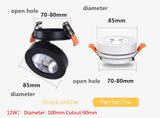 Dimmable Slim Ceiling Light, Dimmable LED Downlight, 5W, 7W, 10W, 12W, Round, Foldable, 360 Degree Rotatable, LED Spotlight