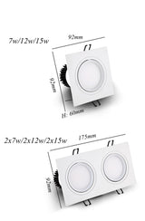 Recessed Double LED Dimmable Downlight COB 7w 12w 15W 30W Spot Decoration Room Ceiling Lamp AC 220V LED Panel Lights Hotel Room