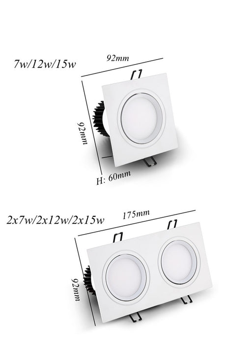 Recessed Double LED Dimmable Downlight COB 7w 12w 15W 30W Spot Decoration Room Ceiling Lamp AC 220V LED Panel Lights Hotel Room