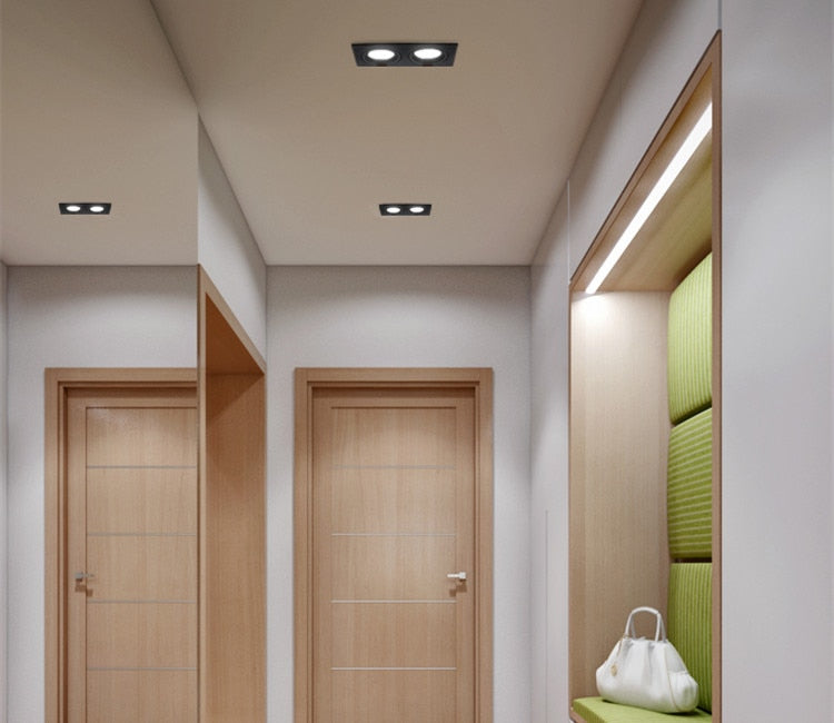 Recessed Double LED Dimmable Downlight COB 7w 12w 15W 30W Spot Decoration Room Ceiling Lamp AC 220V LED Panel Lights Hotel Room