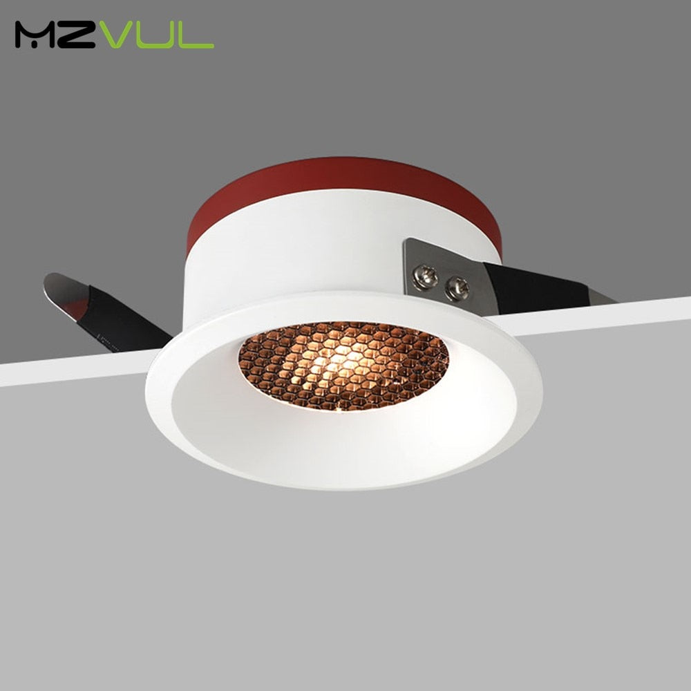 Dimmable Led Downlight Light 7W 12W 18W Anti-Glare COB Spot light AC220V 110V Honeycomb Recessed Lights Indoor Lightings