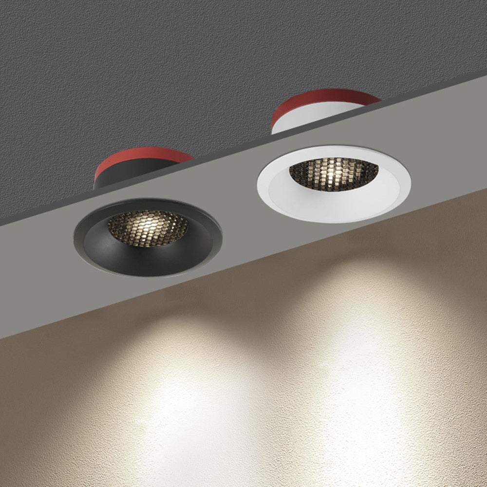 Dimmable Led Downlight Light 7W 12W 18W Anti-Glare COB Spot light AC220V 110V Honeycomb Recessed Lights Indoor Lightings