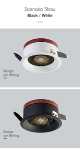 Dimmable Led Downlight Light 7W 12W 18W Anti-Glare COB Spot light AC220V 110V Honeycomb Recessed Lights Indoor Lightings