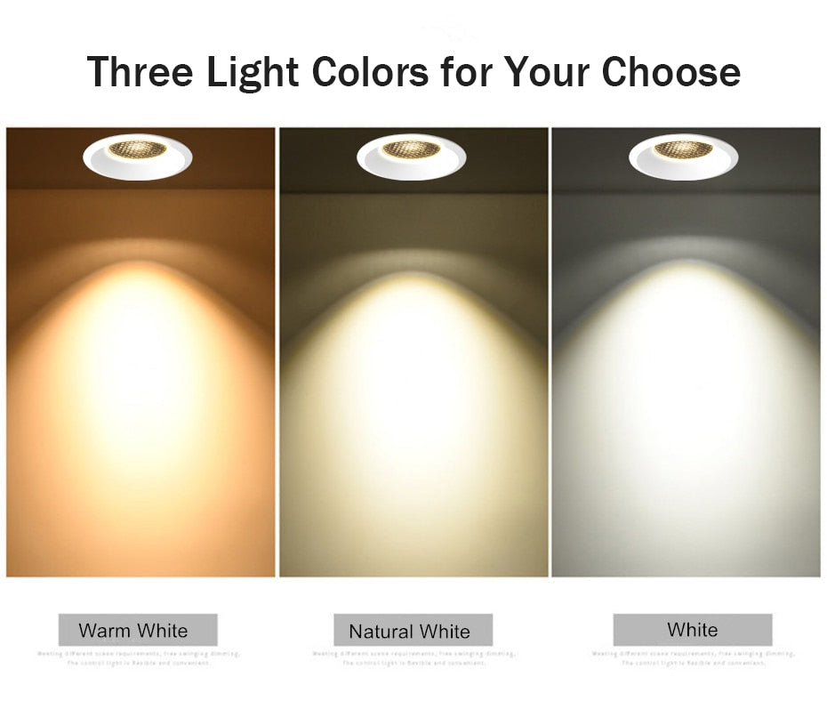 Dimmable Led Downlight Light 7W 12W 18W Anti-Glare COB Spot light AC220V 110V Honeycomb Recessed Lights Indoor Lightings