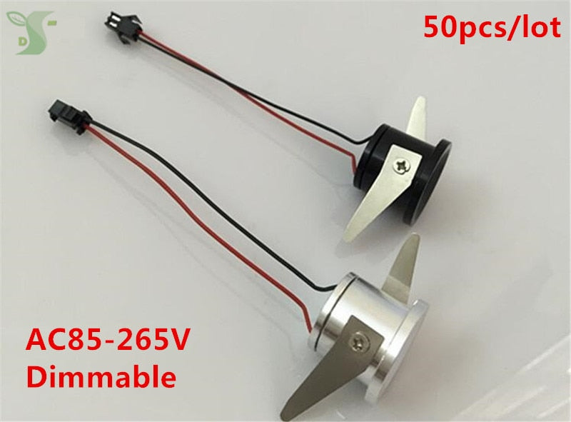 Dimmable 1w 50pcs/lot mini Ceiling downlight LED lamp Recessed Cabinet wall Bulb CE&amp;amp;Rohs for home living room illumination