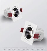 2021 Angle Adjustable Anti-glare Square LED COB Recessed Downlights 9W 12W 15W 18W 24W 30W LED Ceiling Spot Lights AC90-260V