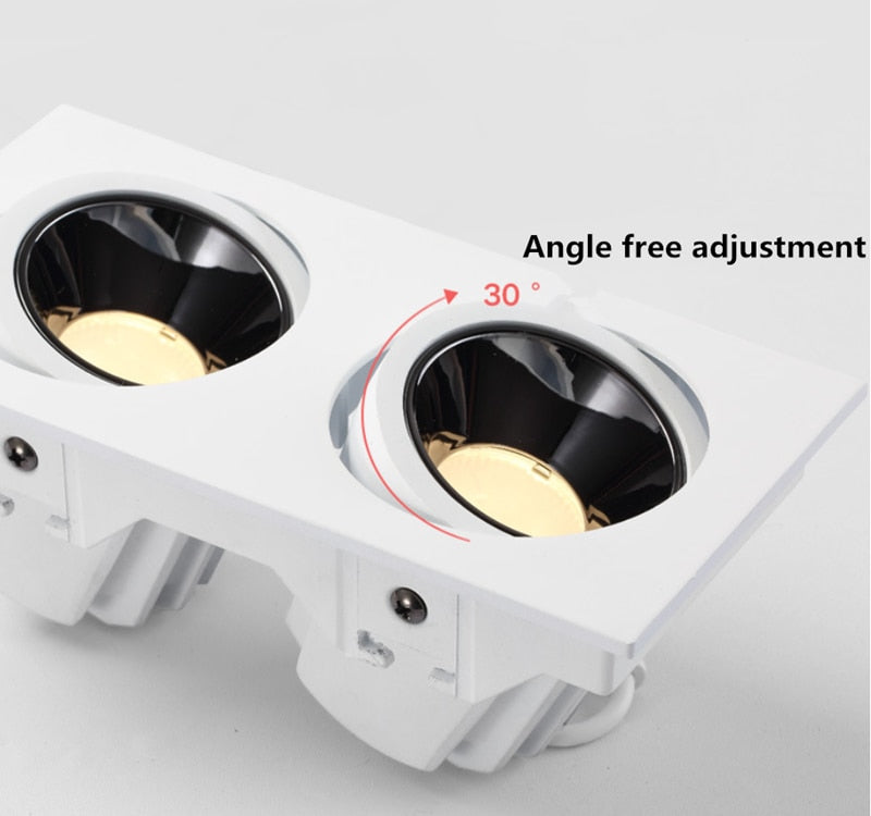 2021 Angle Adjustable Anti-glare Square LED COB Recessed Downlights 9W 12W 15W 18W 24W 30W LED Ceiling Spot Lights AC90-260V