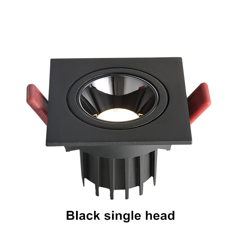 2021 Angle Adjustable Anti-glare Square LED COB Recessed Downlights 9W 12W 15W 18W 24W 30W LED Ceiling Spot Lights AC90-260V