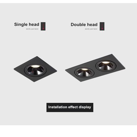 2021 Angle Adjustable Anti-glare Square LED COB Recessed Downlights 9W 12W 15W 18W 24W 30W LED Ceiling Spot Lights AC90-260V