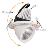 High Power Dimmable LED Downlight 10W 15W 20W 30W Adjustable 360 COB Ceiling Elephant Trunk Downlight AC85-265v Home Lighting