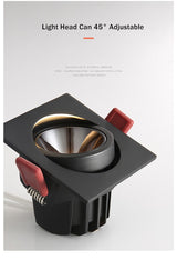 LED Recessed Ceiling Downlight 24W 7W LED Spot lighting Anti-Glare COB Spot light Indoor led Lighting fixture