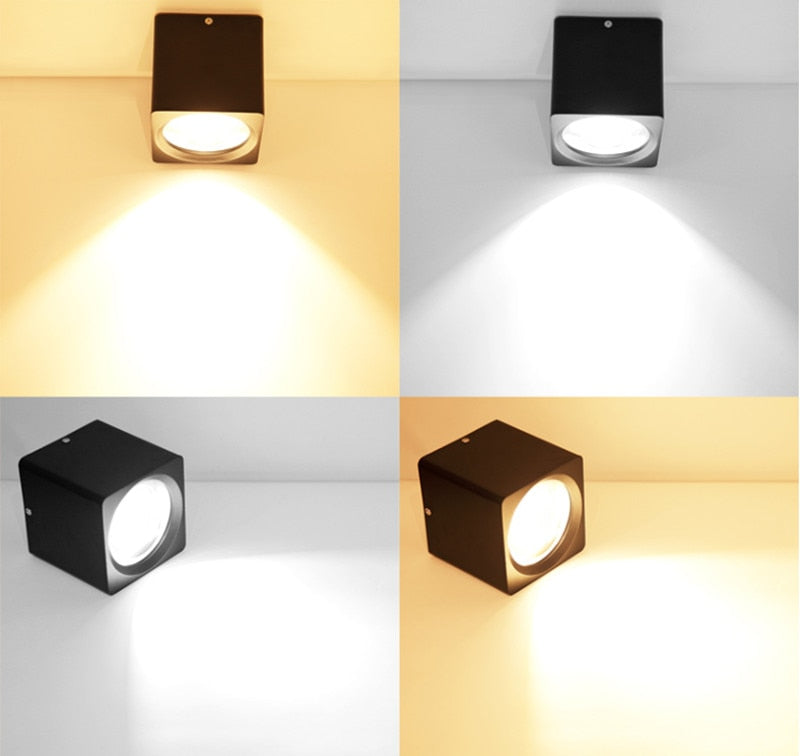 Square Dimmable COB LED Downlights 9W 15W 20W LED Ceiling Spot Lights 110-240V LED Ceiling Lamps Warm/Cold White Indoor Lighting