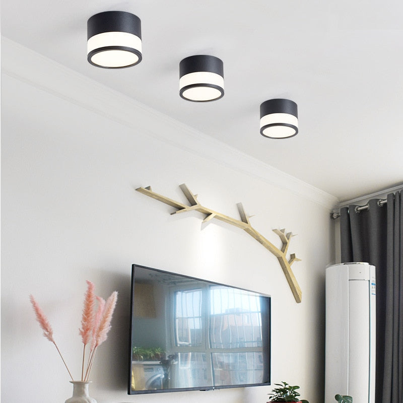 Surface Mounted Downlight Led 7W 12W Nordic Round Living Room Aisle Ceiling Light Macaron Free Hole Three-color Small Spotlight