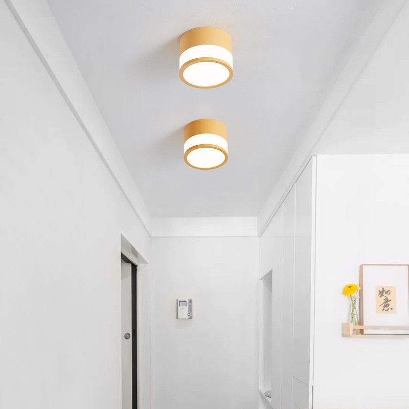 Surface Mounted Downlight Led 7W 12W Nordic Round Living Room Aisle Ceiling Light Macaron Free Hole Three-color Small Spotlight