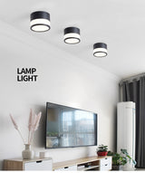 Surface Mounted Downlight Led 7W 12W Nordic Round Living Room Aisle Ceiling Light Macaron Free Hole Three-color Small Spotlight