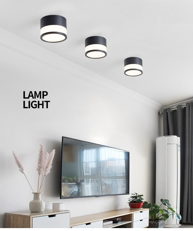 Surface Mounted Downlight Led 7W 12W Nordic Round Living Room Aisle Ceiling Light Macaron Free Hole Three-color Small Spotlight