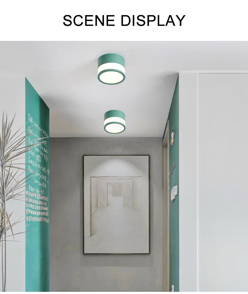Surface Mounted Downlight Led 7W 12W Nordic Round Living Room Aisle Ceiling Light Macaron Free Hole Three-color Small Spotlight