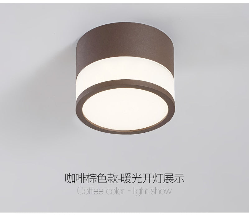 Surface Mounted Downlight Led 7W 12W Nordic Round Living Room Aisle Ceiling Light Macaron Free Hole Three-color Small Spotlight