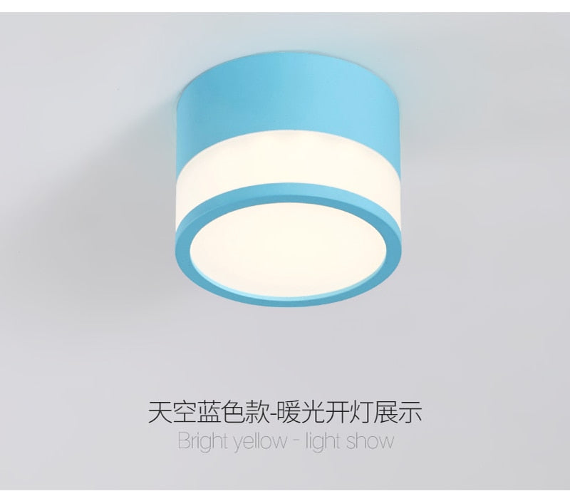 Surface Mounted Downlight Led 7W 12W Nordic Round Living Room Aisle Ceiling Light Macaron Free Hole Three-color Small Spotlight