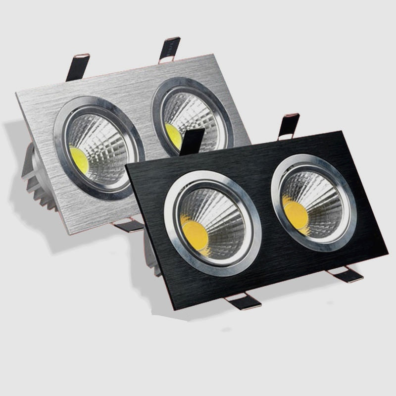 Double Square Dimmable Recessed COB LED Downlights AC85~265V LED Ceiling Spot Lights 14W 18W 24W LED Ceiling Lamps Indoor Lighting