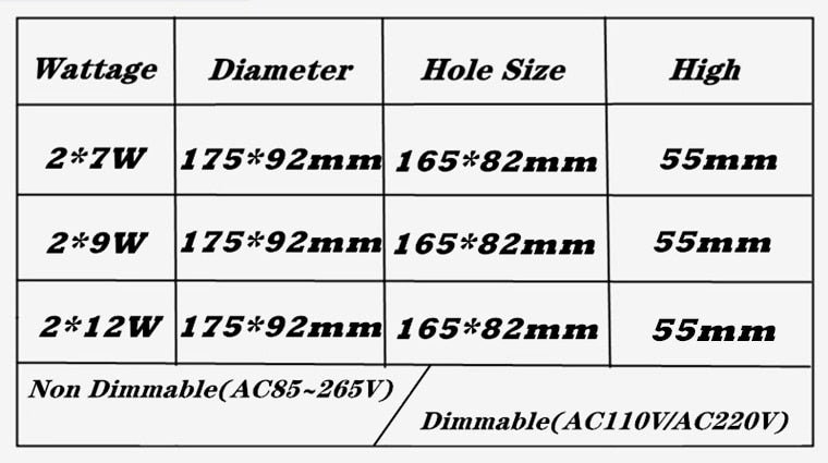 Double Square Dimmable Recessed COB LED Downlights AC85~265V LED Ceiling Spot Lights 14W 18W 24W LED Ceiling Lamps Indoor Lighting