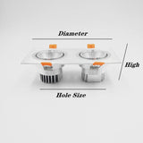 Double Square Dimmable Recessed COB LED Downlights AC85~265V LED Ceiling Spot Lights 14W 18W 24W LED Ceiling Lamps Indoor Lighting