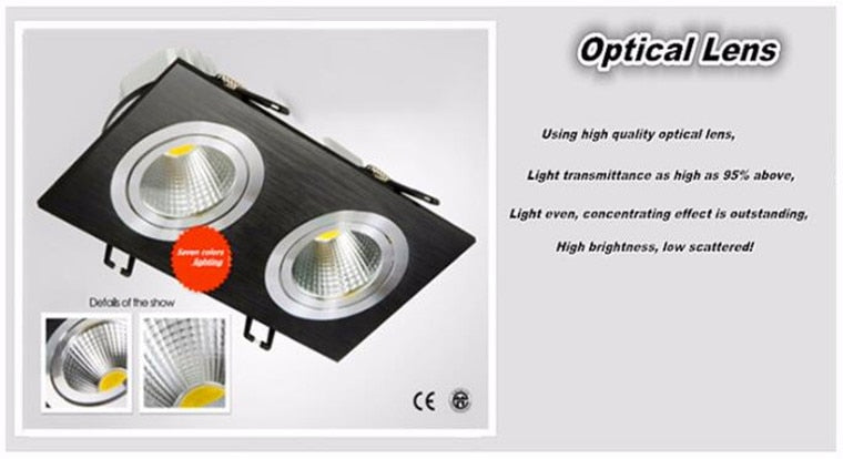 Double Square Dimmable Recessed COB LED Downlights AC85~265V LED Ceiling Spot Lights 14W 18W 24W LED Ceiling Lamps Indoor Lighting