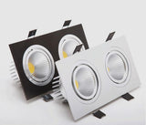 Double Square Dimmable Recessed COB LED Downlights AC85~265V LED Ceiling Spot Lights 14W 18W 24W LED Ceiling Lamps Indoor Lighting