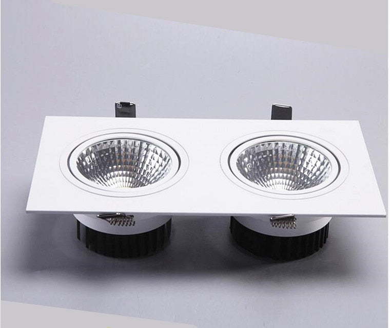 Double Square Dimmable Recessed COB LED Downlights AC85~265V LED Ceiling Spot Lights 14W 18W 24W LED Ceiling Lamps Indoor Lighting