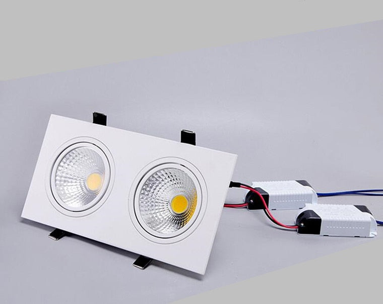 Double Square Dimmable Recessed COB LED Downlights AC85~265V LED Ceiling Spot Lights 14W 18W 24W LED Ceiling Lamps Indoor Lighting