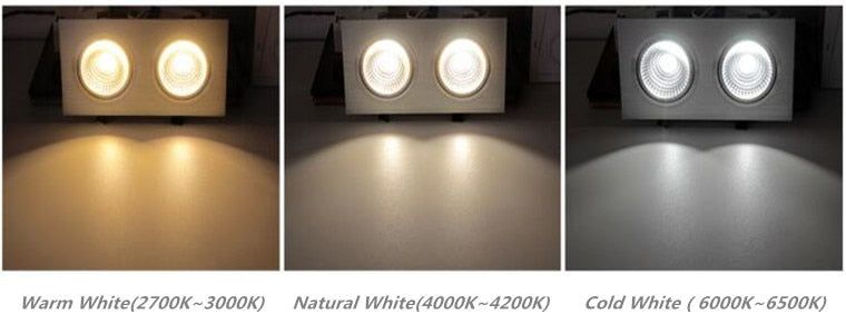 Double Square Dimmable Recessed COB LED Downlights AC85~265V LED Ceiling Spot Lights 14W 18W 24W LED Ceiling Lamps Indoor Lighting