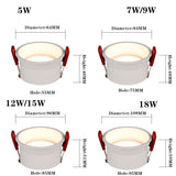 Beam Angle 60 Degrees Recessed LED Downlight 5W 7W 9W 12W 15W 18W Dimmable Deep Glare LED Ceiling Spot Light Pic Background