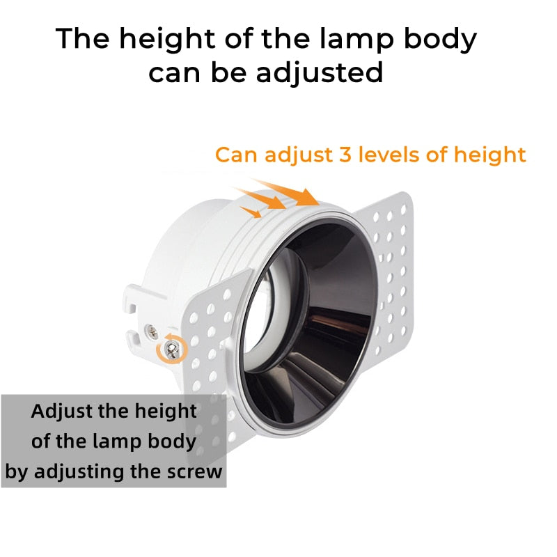 Frameless Recessed LED Ceiling Downlight Adjustable Mount Frame Socket GU10/MR16/MR11 Bulb Holder Spot Lighting Fitting Fixture