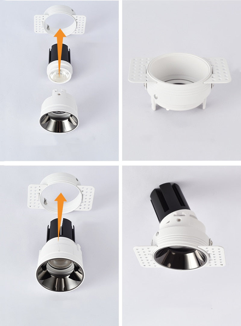 Frameless Recessed LED Ceiling Downlight Adjustable Mount Frame Socket GU10/MR16/MR11 Bulb Holder Spot Lighting Fitting Fixture