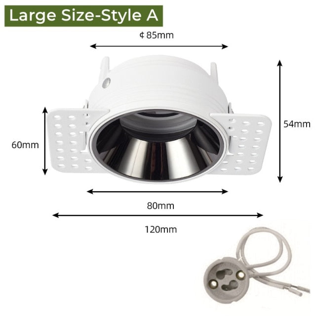 Frameless Recessed LED Ceiling Downlight Adjustable Mount Frame Socket GU10/MR16/MR11 Bulb Holder Spot Lighting Fitting Fixture