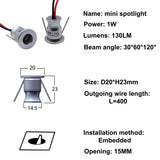 Mini 1W Downlight DC12V IP65 Embedded Interior Decoration Lamp Cabinet Bar Lighting Modern Minimalist Light Luxury LED Spotlight