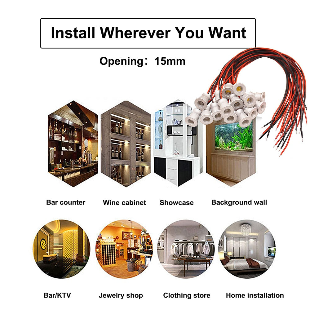 Mini 1W Downlight DC12V IP65 Embedded Interior Decoration Lamp Cabinet Bar Lighting Modern Minimalist Light Luxury LED Spotlight